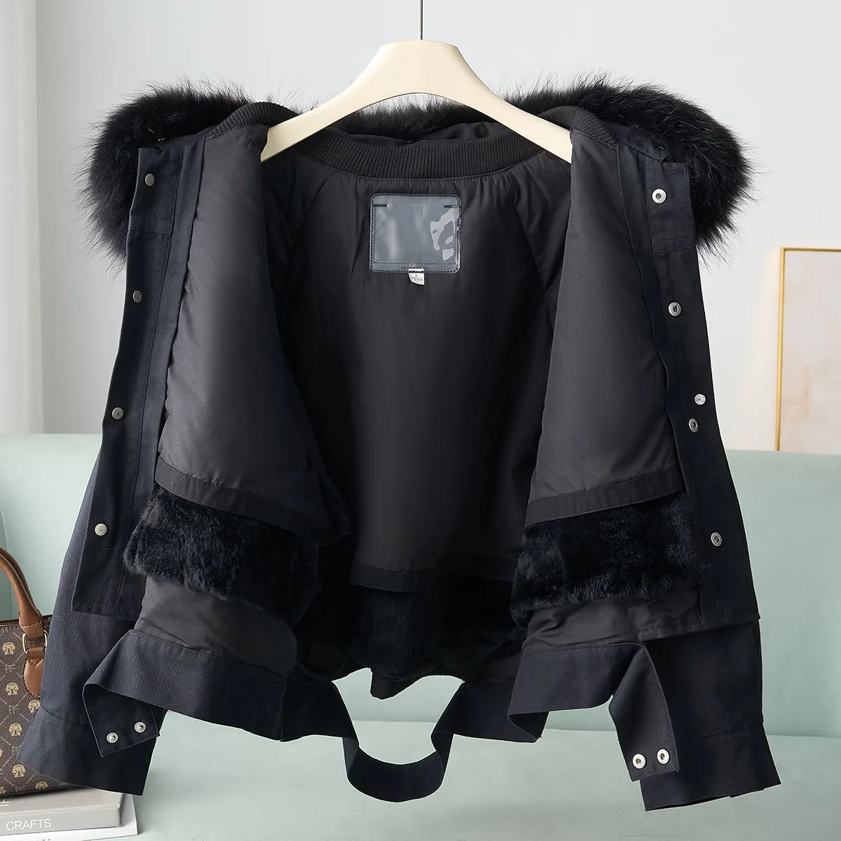 2025 الخريف والشتاء جديد الراكون الفراء طوق معطف الفرو حجم كبير المرأة أرنب الفراء الداخلية بطانة فطيرة للتغلب