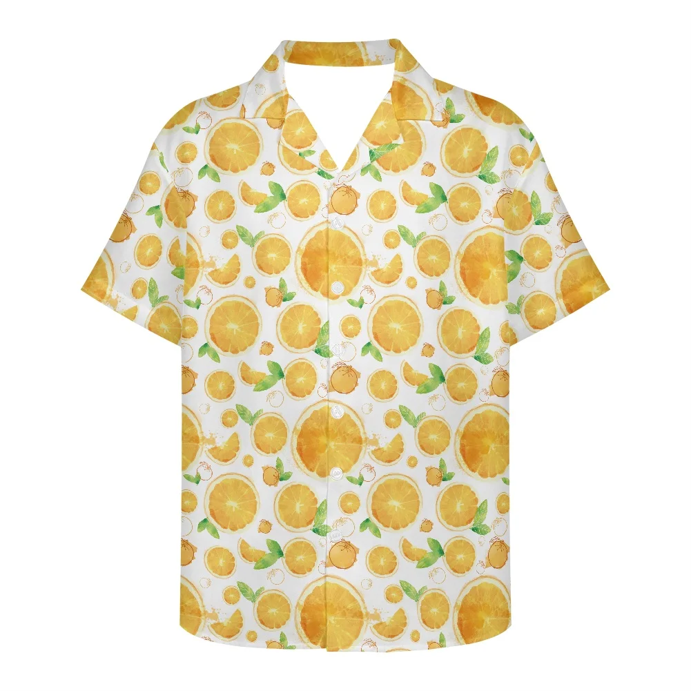 New Polynesian Tribe Button Slim Men'S Tops Beach Fruit Print Hawaii Shirts Men Turn Down Collar Short Sleeve Clothing