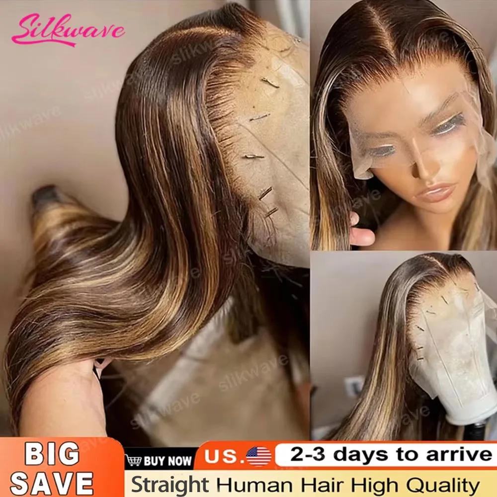 

Парик Slikwave Highlight Ombre Bone Straight, 13x6, с кружевной передней частью, из натуральных человеческих волос, блонд, 40 дюймов, цветной, бразильский парик из натуральных волос