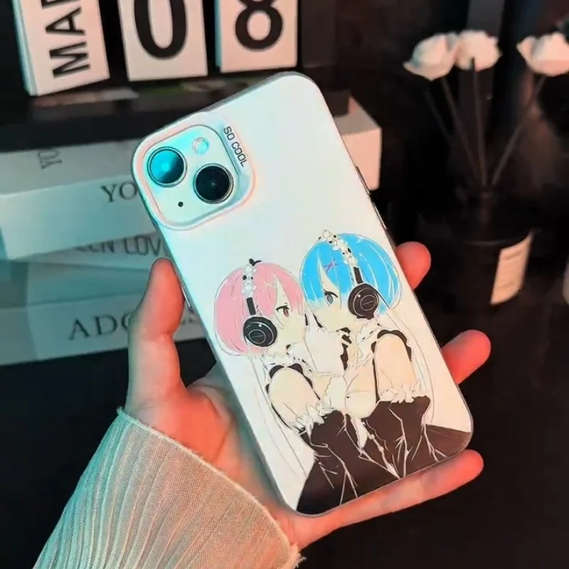 Cute Rem Ram Phone Case for Samsung Galaxy S22 S23 S24 S25 S26 Ultra Plus for iphone 17 16 15 14 13 Pro Max Re Life world Cover
