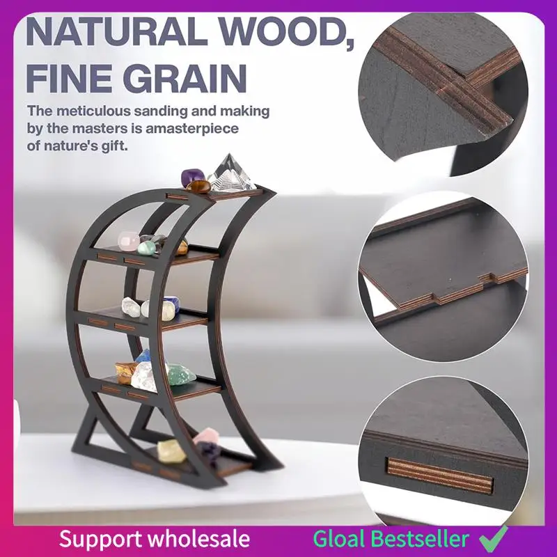 

A38M Деревянная хрустальная полка, хрустальный держатель для камней и эфирного масла, декоративные полки черной ведьмы для столешницы