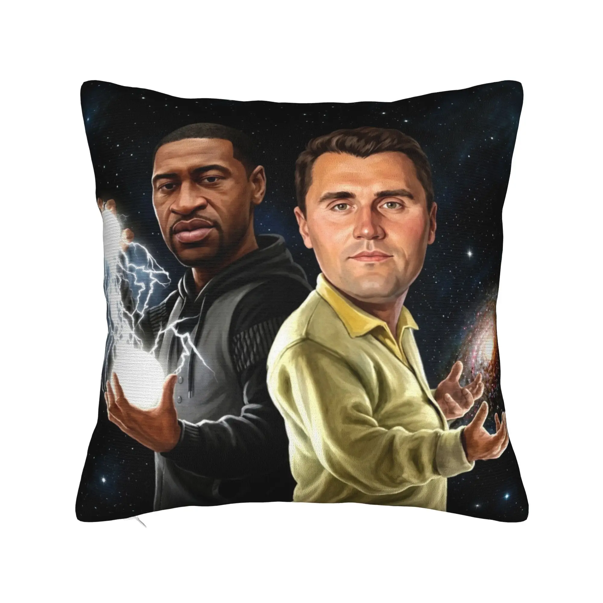 Charlie Kirk Galaxy Power Duo Meme Pillow Cover  Comfy Cushion Cover Vintage Pillow Case For Living Room Bed Chair