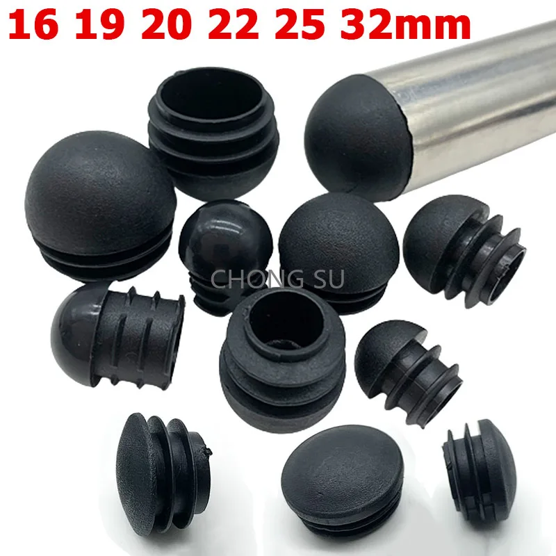 

1/4/10/50pcs Black Domed Round PE Plastic Black Blanking End Caps Tube Pipe Inserts Plug Sleeve Protect Cover 16 19 22 25 32mm