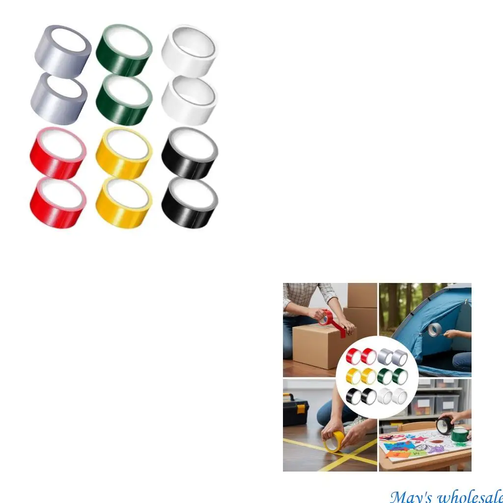 

12 Rolls MultiPurpose Strong Adhesive Tape Vibrant Color Industrial Strength Adhesive Tape Waterproof Colorful Duct Tape 448A