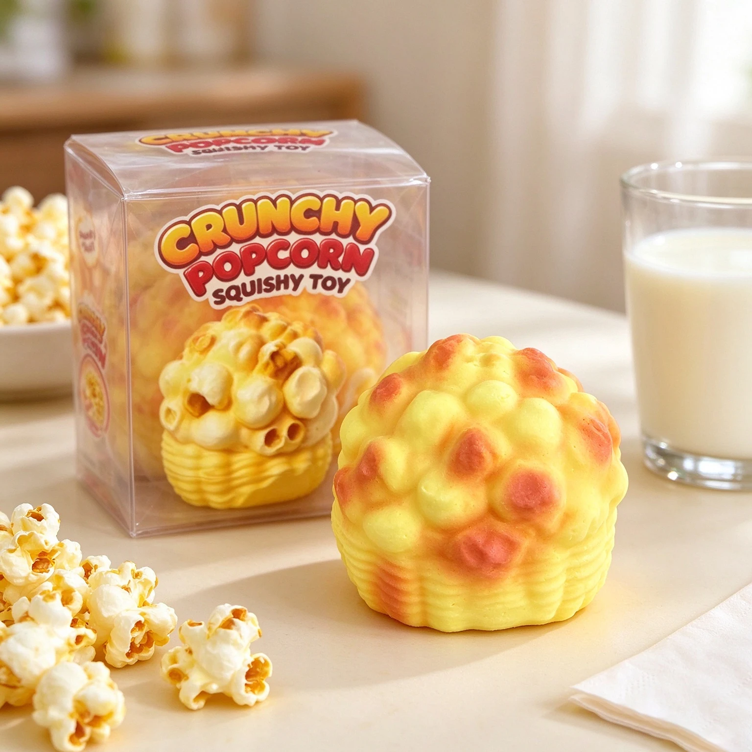 ASMR Crunchy Popcorn Squishy Toy Crispy Shell Slow Rise Squeeze Sensory Fidget Stress Relief Toy For Kids Gift
