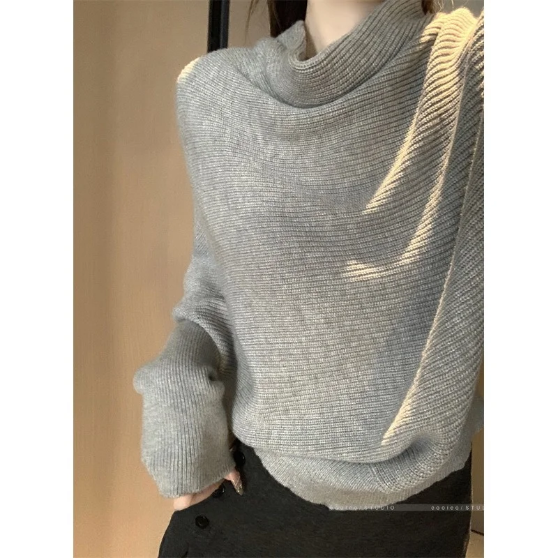 

Корейский свитер свободного покроя с длинным светом, женский зимний модный утягивающий топ, обычный тонкий однотонный свитер для поездок на работу