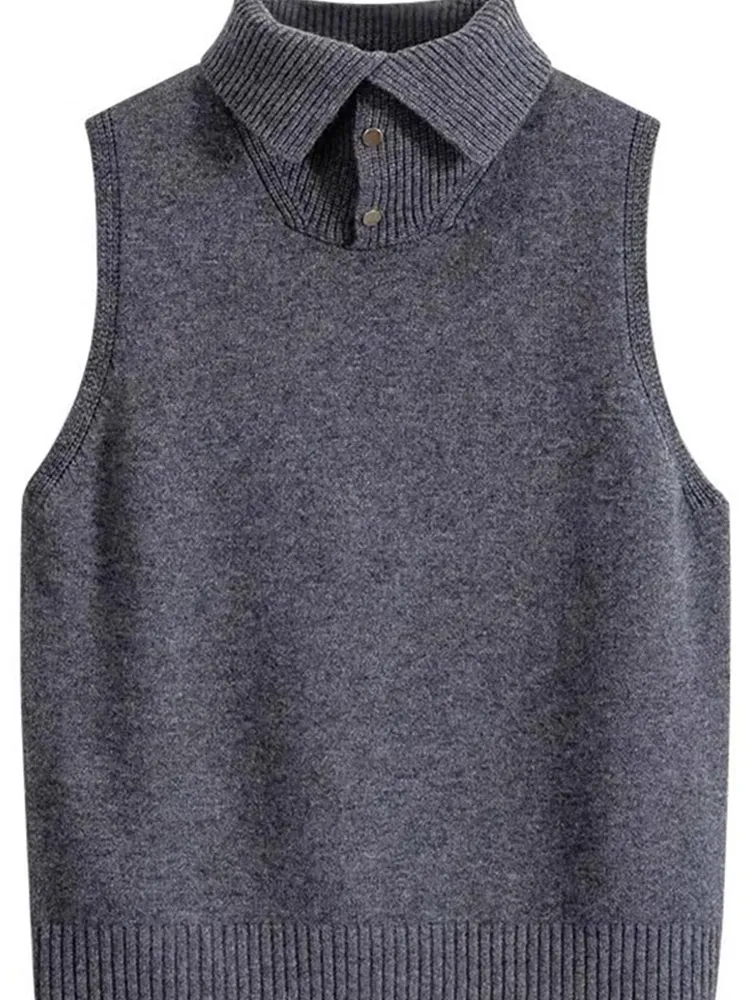 

Корейский Sle Pure Color Faion Top Svel майка для похудения свободный повседневный вязаный свитер антивозрастной жилет женский