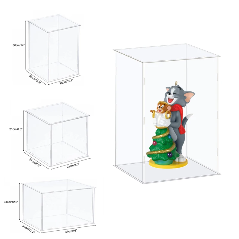 

Acrylic Display Case Rectangle Acrylic Boxes with clear Base and Lid for for POP Figures Hand-made Doll Car Model Blind Box toy