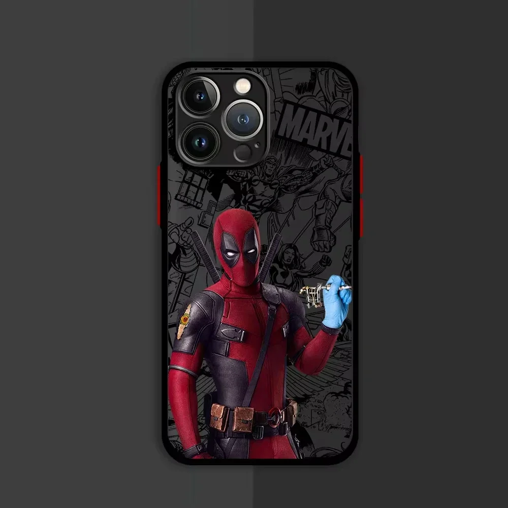 Marvel Deadpool Hard PC Luxury Matte  Case for iPhone 16 15 XR X 14 16 Plus XS Max Mini 15 16 Pro Max 12 11Pro 7 8 Plus SE Cover