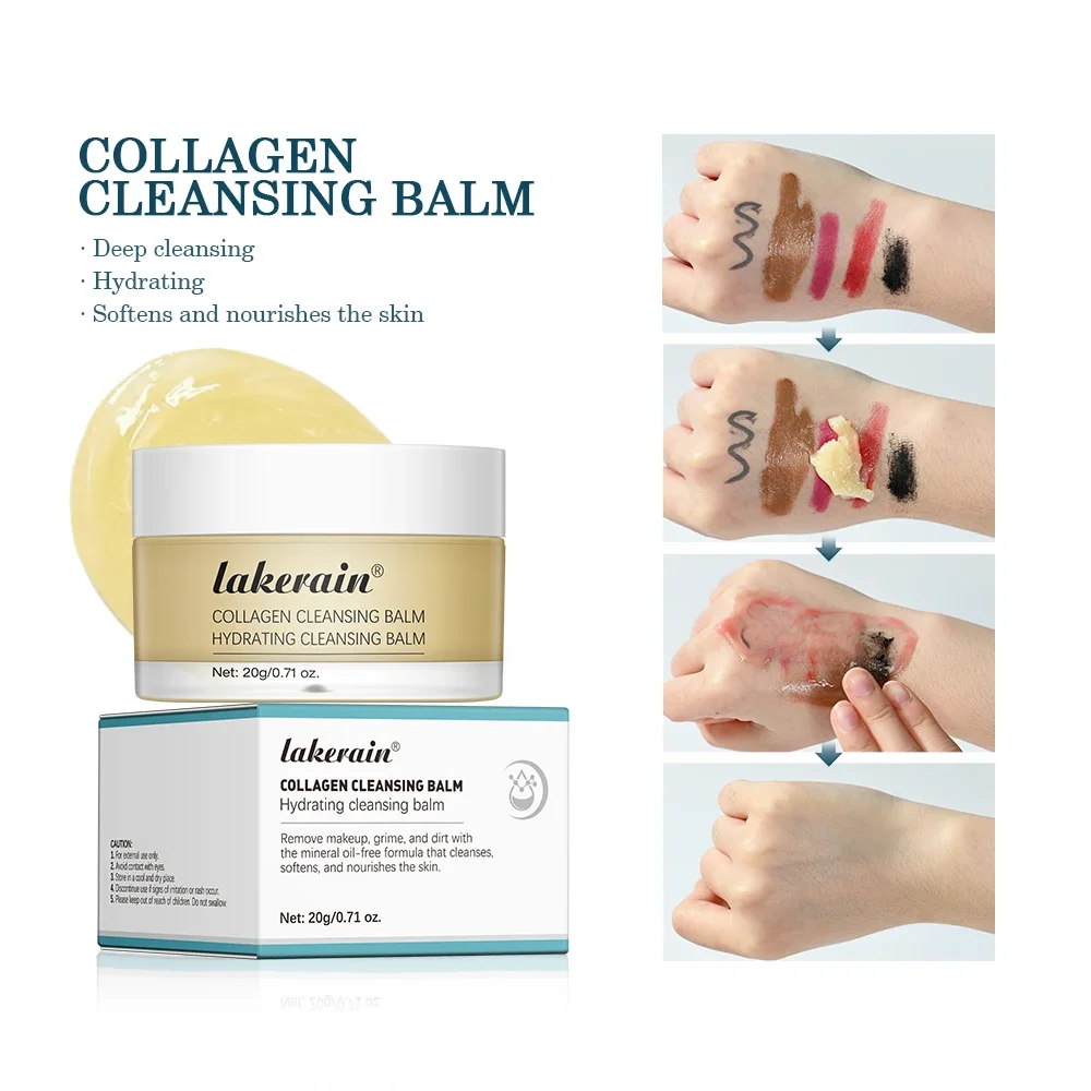 Bálsamo de limpieza de colágeno profesional, limpiador Facial 3 en 1 para todo tipo de piel, suaviza, limpieza profunda, maquillaje hidratante, bálsamo de limpieza no graso