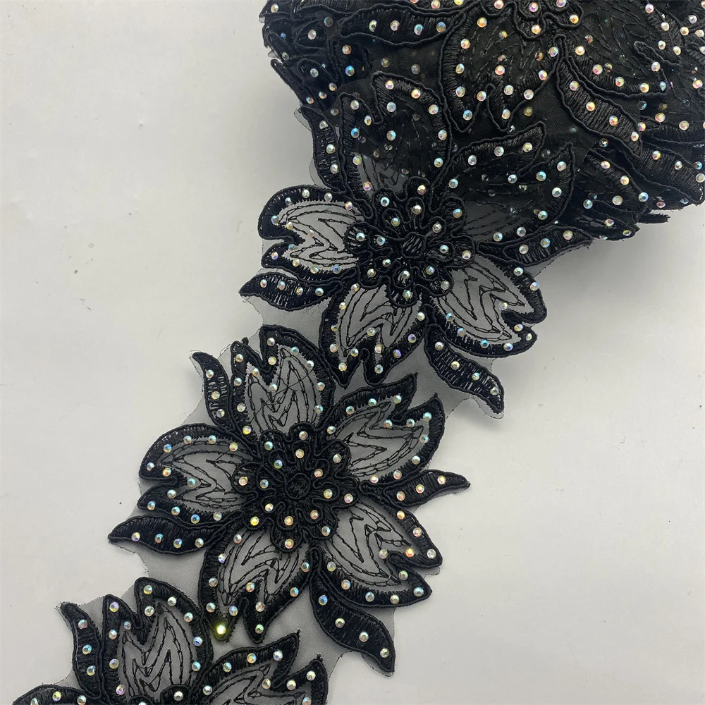 4.8yards Green Embroidered beads lace trim Bridal Wedding tulle Veil trim Sew on craft wide:9cm 5colors