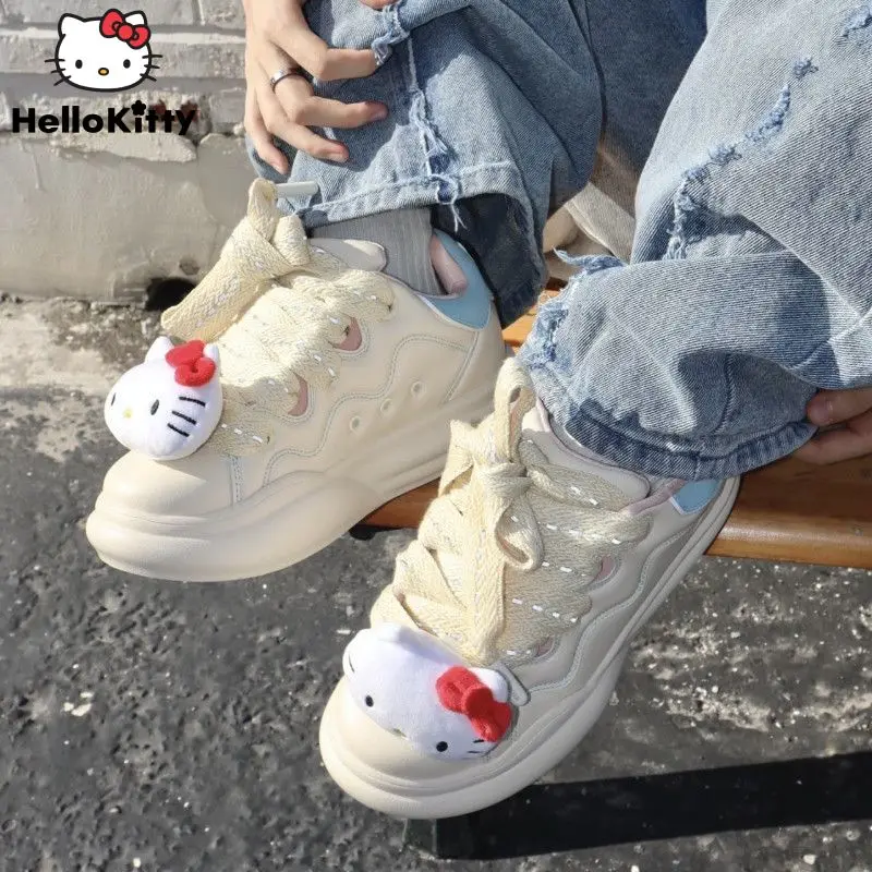 Sanrio Hello Kitty Accessory Cartoon Platform Shoes Goth Autumn New Fashion Casual Athletic White Shoes Tennis Sneakers Girls