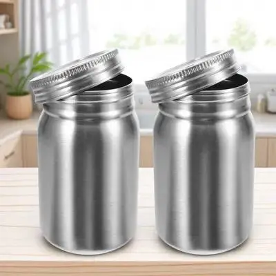 

2Pcs Stainless Steel Mason Jars Portable Leakproof Cups with Straw Lid Multipurpose Storage for Coffee Juice Water 700Ml