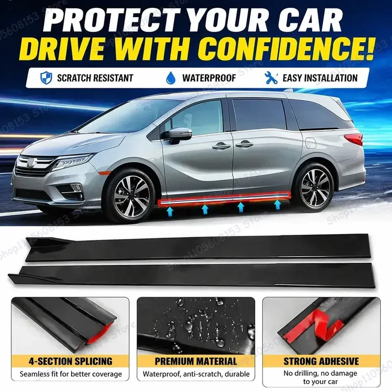 For Honda Odyssey Prologue Ridgeline Universal Car Side Skirt Set 8PCS 2.2M Winglet Splitters Lip Spoiler Aerodynamic