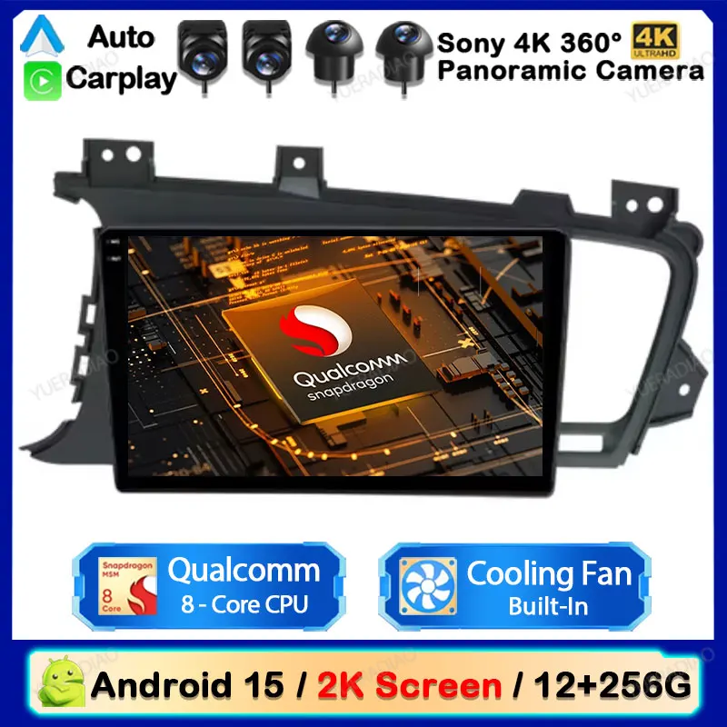 

Android 15 Беспроводной CarPlay Auto для KIA K5 Optima 3 2011-2015 AI Голосовой автомобильный радиоприемник Мультимедийный видеоплеер GPS NAVI 4G WIFI DSP