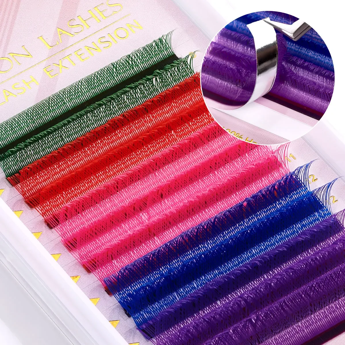 ARISON Colorful Y-Shape Eyelashes Extension Green Pink Blue Purple Mixed YY Lashes Brazilian Cilios y Premade Volume Fans Lash