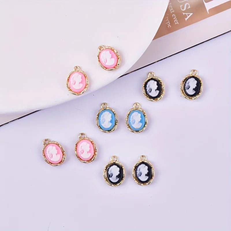 

10pcs Fashion Beauty Head Alloy Charms Jewelry DIY Earrings, Necklace Accessories