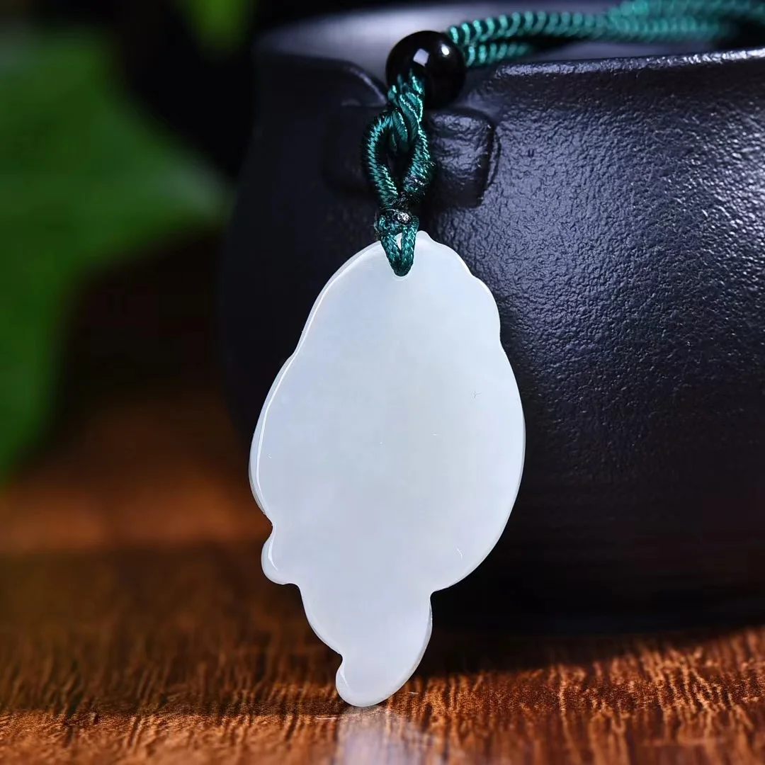 Exquisite Hetian Jade 22*39MM Auspicious Fish Pendant Jewelry 3218#