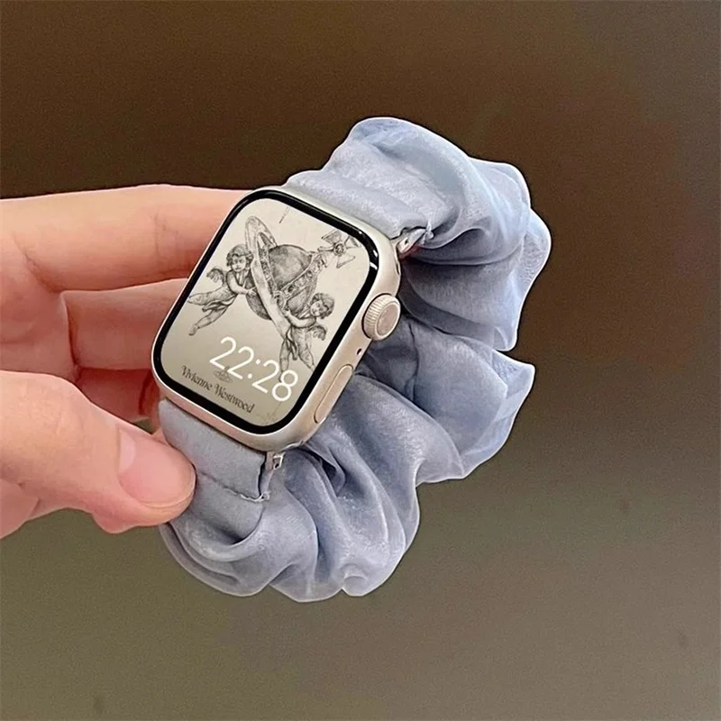 49mm 40mm 44mm Gauze Elastic Scrunchies Band For Apple Watch Ultra 8 7 SE 6 5 4 3 2 Strap For IWatch Serise 41mm 45mm 38mm 42mm