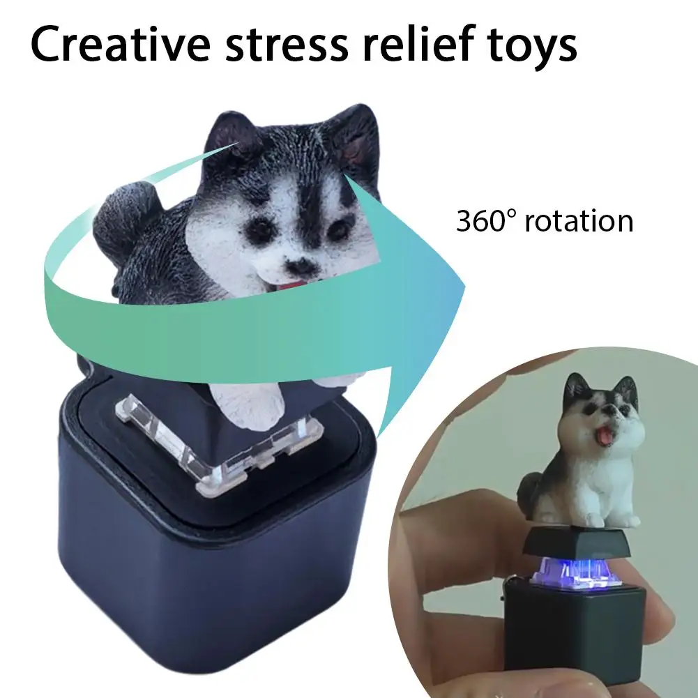 Dog Cat Sound Toy Keychain With Colorful Lights Rechargeable Stress Reliever Anxiety Sensory Fun Animal Sound Button Toy