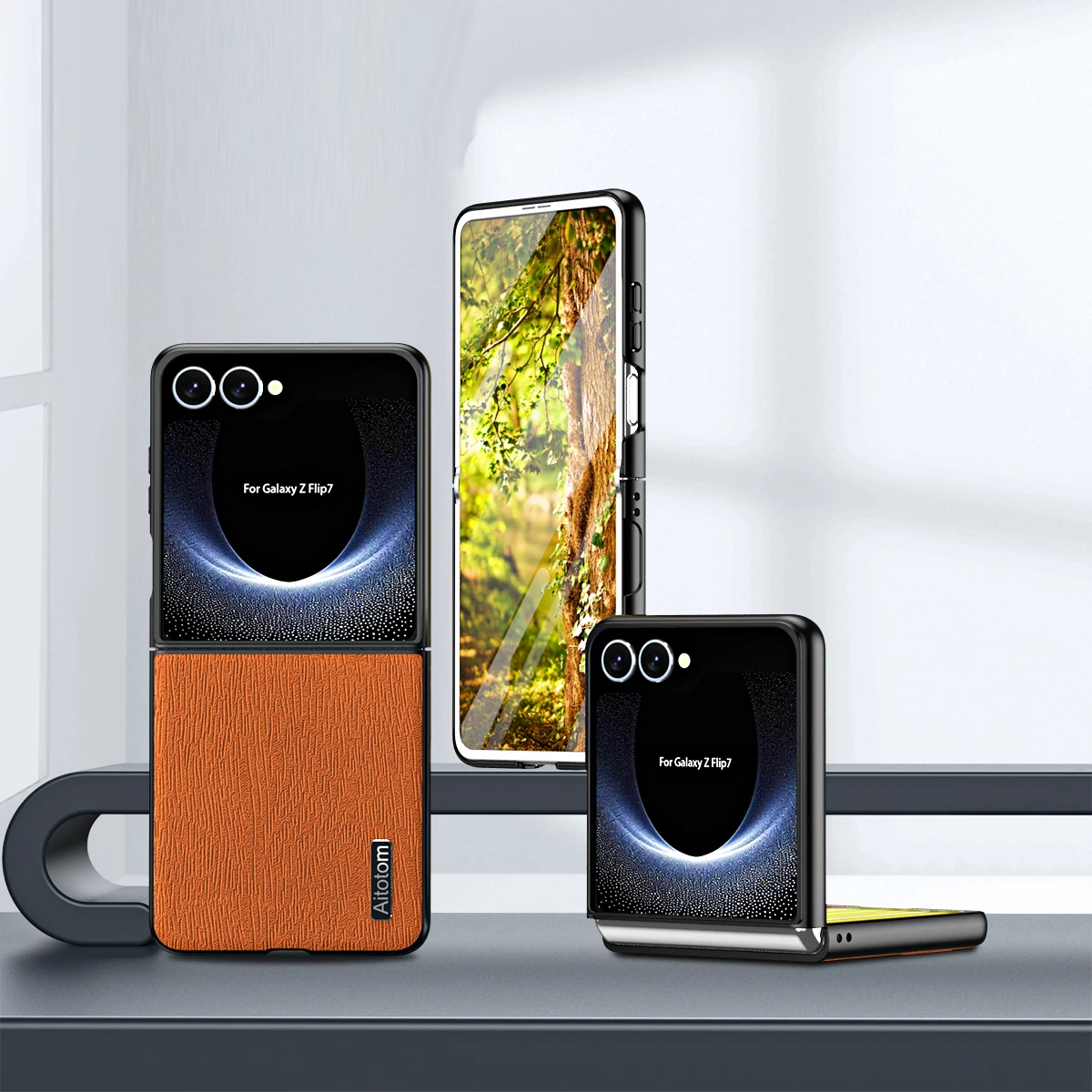 

Роскошный чехол для телефона из искусственной кожи для Samsung Galaxy Z Flip 7 6, защитный мягкий чехол с полным объективом, матовый силиконовый противоударный чехол