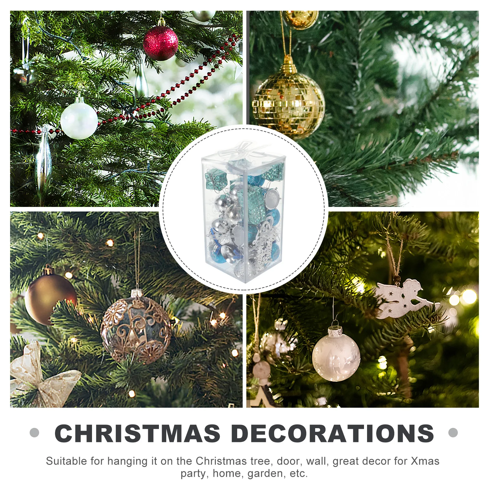 

2Sets Christmas Tree Hanging Ornaments Plastic Xmas Pendants Cartoon Tree Topper Xmas Party Decor Christmas Ornaments