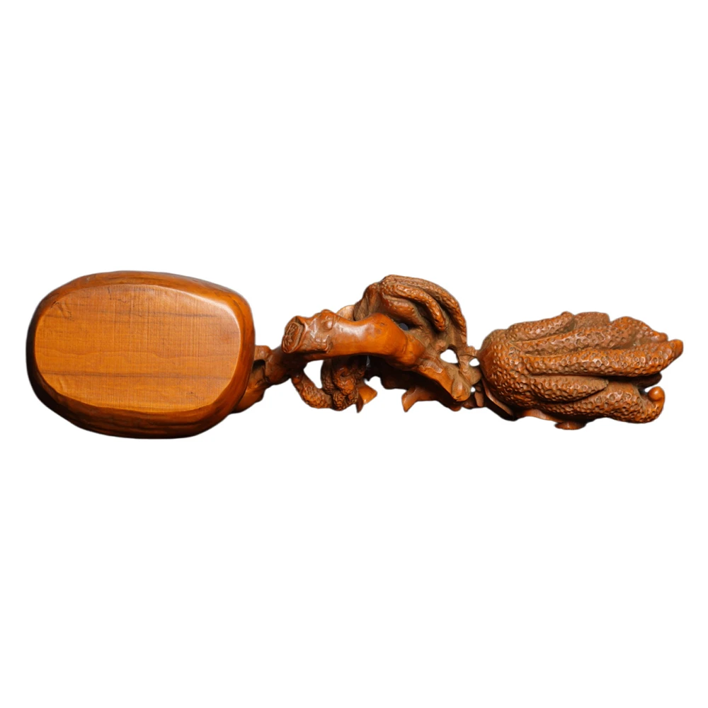 Sculpture sur bois sculptée à la main en bois Ruyi pie Figurine décor sceptre prospérité bonheur Fortune joie paix Bliss