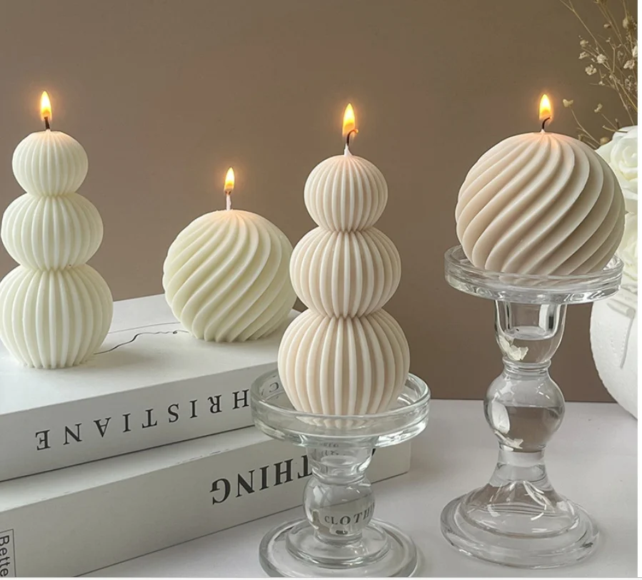 

Ароматические свечи в скандинавском стиле «Волна», белые, атмосферные, креативные украшения для дома, геометрические свечи-столбики