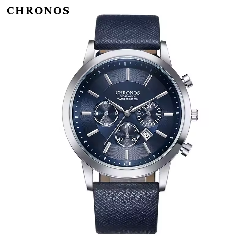 שעונים לגברים CHRONOS ספורט עסקי קוורץ שעון יד לבוש עור שעון צבאי קז'ואלי טיימפיס רלוגיו מסקולינו