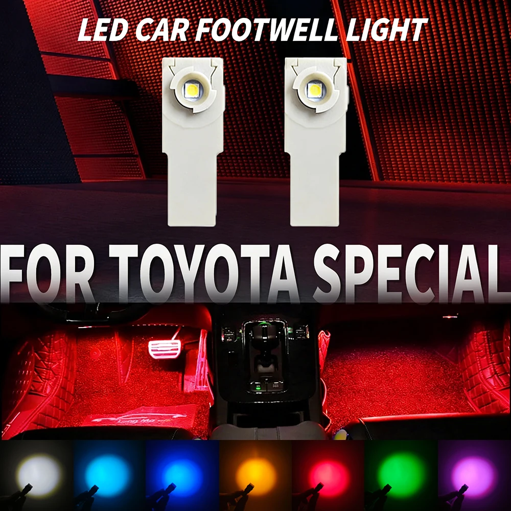 

Комплект из 2 светодиодных ламп для освещения ног в салоне для Toyota Camry, Corolla, Rav4, Crown, Lexus, аксессуары, декоративная подсветка для перчаточного ящика, соединитель