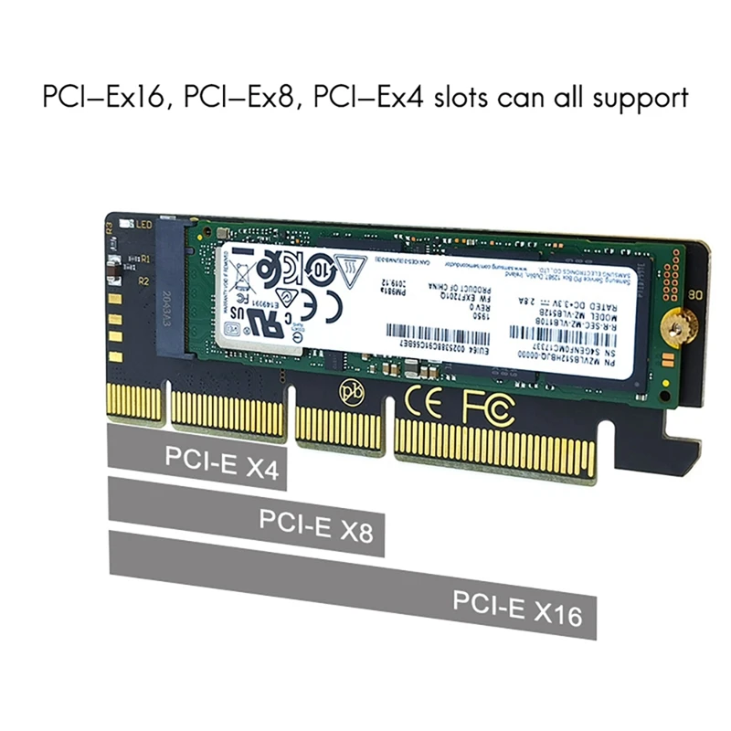 2x Erweiterungs karte m.2 nvme ssd to pcie 3,0x16/x8/x4 Desktop-SSD-Adapter karten unterstützung Größe ssd