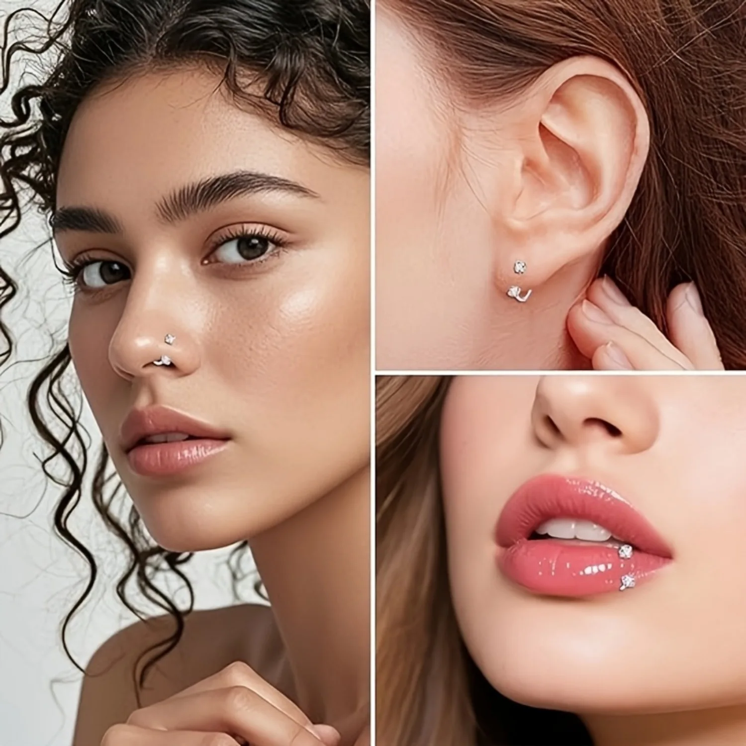 Horseshoe Nose Rings for Women Men Double Gem Nose Rings Stainless Steel Cartilage Earrings Set Nose Screw Nose Piercing Jewelry