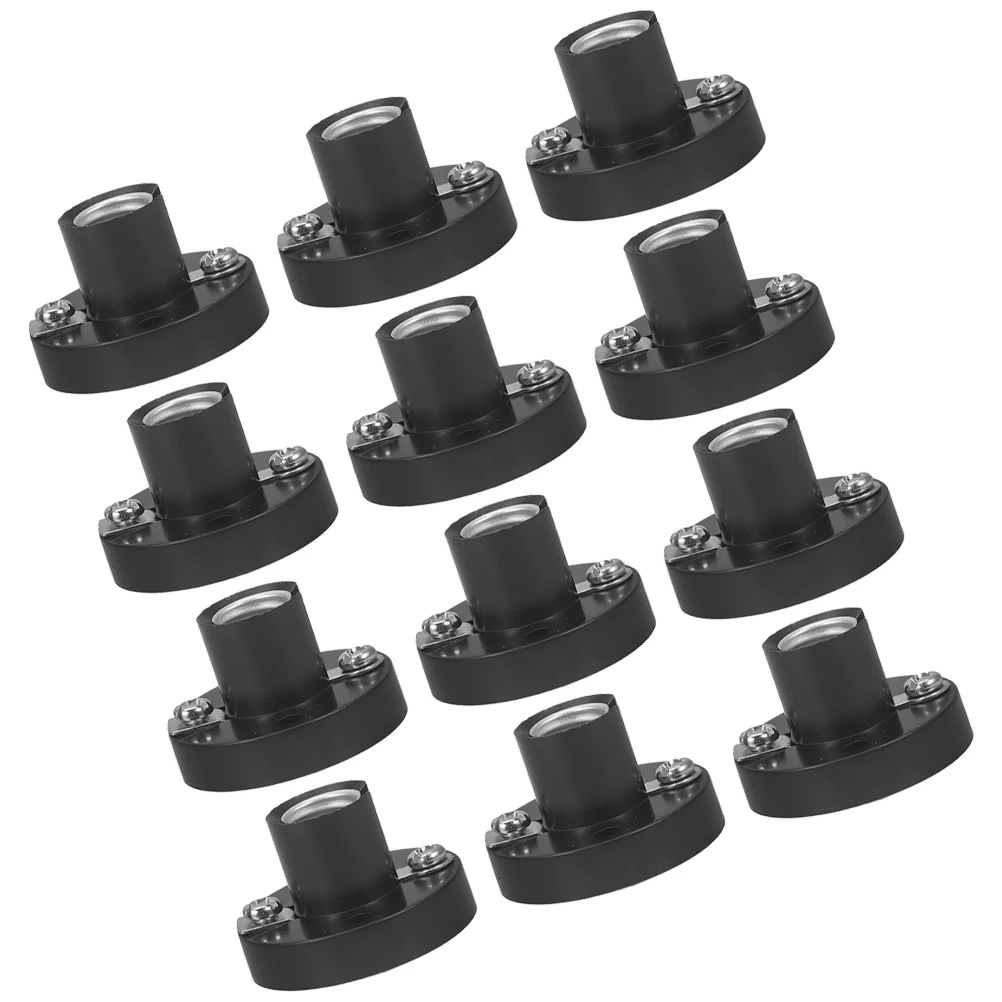 

12pcs Small Light Bulb Socket Screw Fixture Black Base Physics Experiment Equipment Lamp Holder School Lab Research