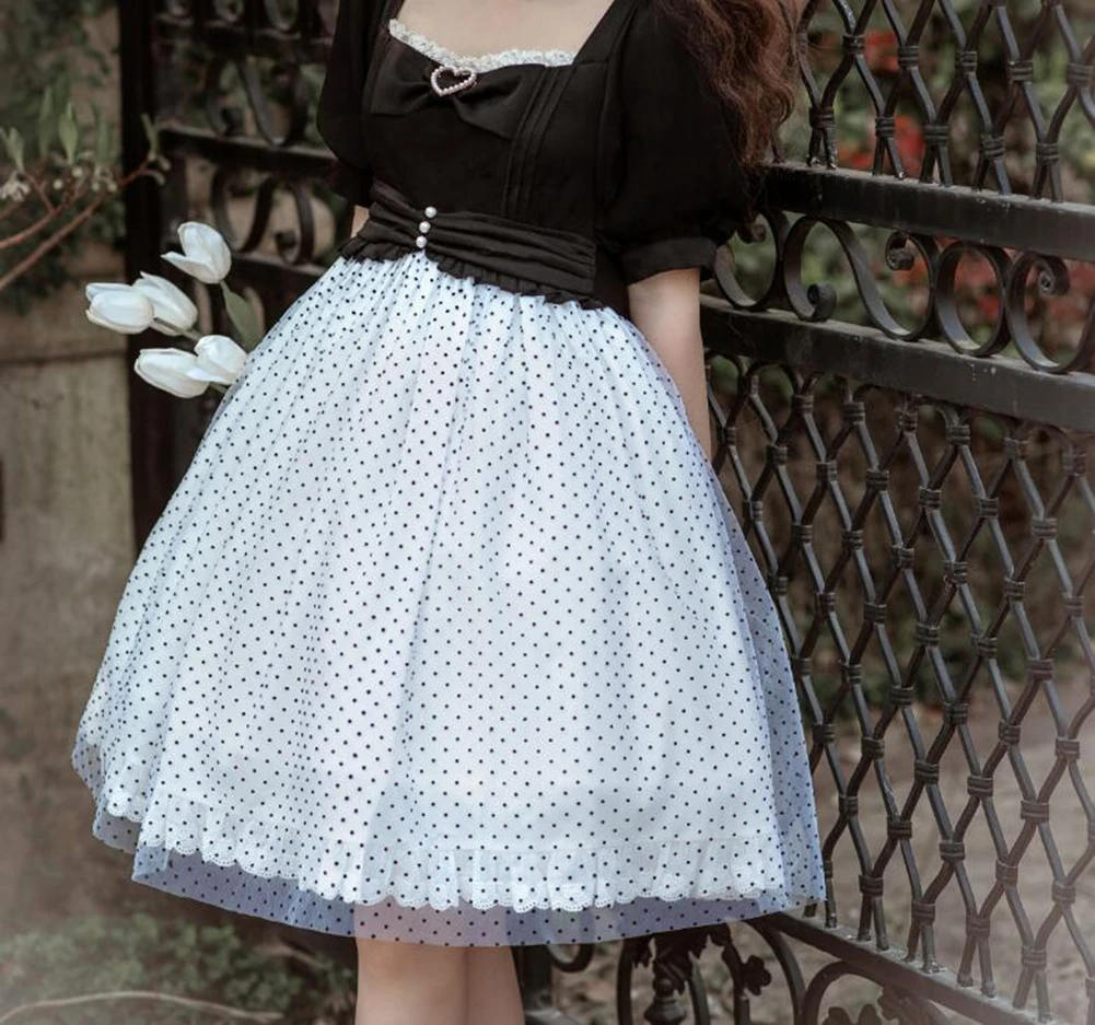 Sweet OP Lolita Dress Sweet Kawaii Girl Short Sleeve Dot Dresses