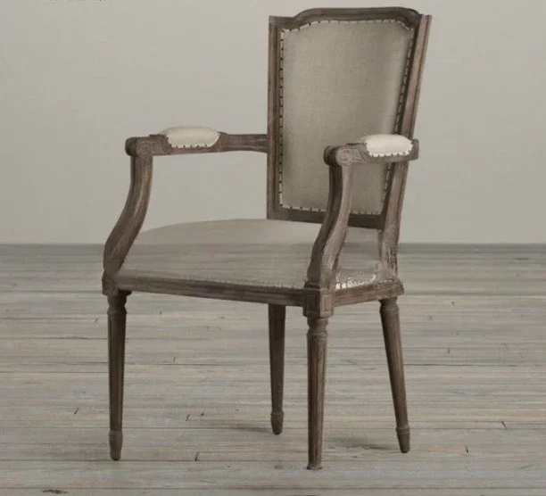 アメリカ産無垢材ダイニングテーブル家具 ダイニングルームログ彫刻 古材丸テーブル 1テーブル4脚組み合わせ