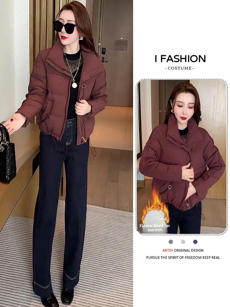 

Women's Winter Thiened Cotton Jaet Small Size Loose Versatile Warm Cotton Clothes Commute Sle Korean Version Zipper Clo...