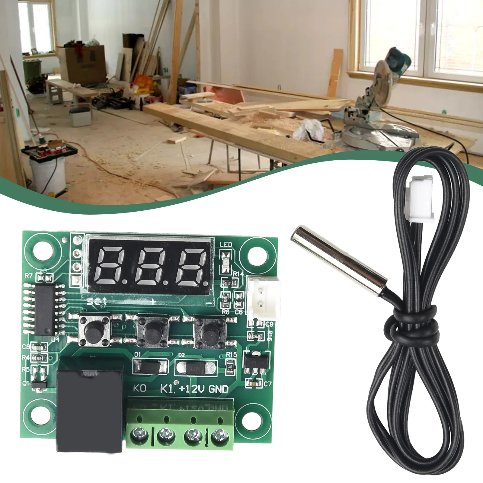 Digital Thermostat Temperature Waterproof Sensor -50 To 110° 20A Relay 48.5 X 40mm Attract Current ≤ 65mA DC 12V