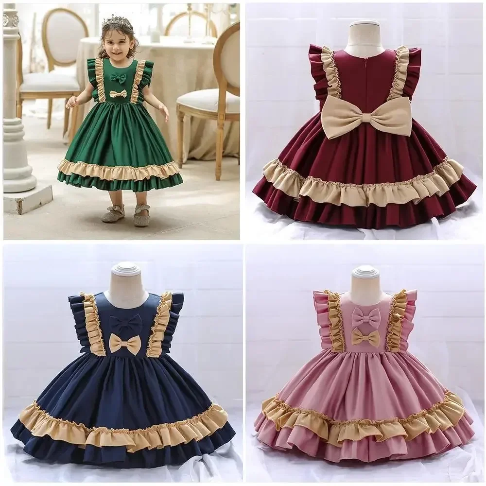 女の子のためのふくらんでいるプリンセスドレス,子供服,花嫁介添人ドレス,派手な機会の服,スペインスタイル,ロリータ