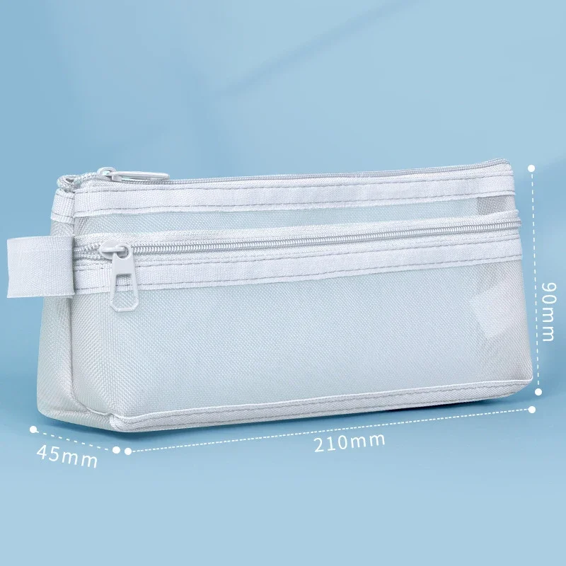 Imagem -06 - Estojo Transparente Portátil para Lápis Malha à Prova Dágua Grande Capacidade Bolsa para Caneta Zíper Simples Estética Papelaria Material Escolar