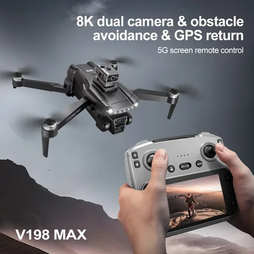 Imagen 2 del producto Para Xiaomi V198 MAX GPS Drone 8K HD fotografía aérea Cámara Dual sin escobillas Quadrotor láser evitación de obstáculos aéreo óptico