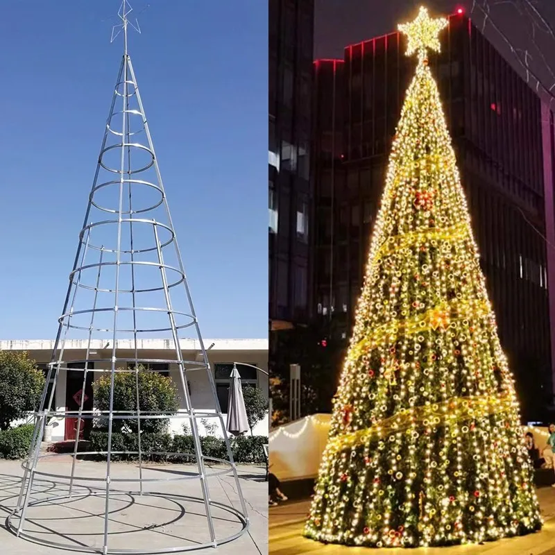 Large Christmas trees in outdoor plazas and shopping malls are luminous in 4/5/617/8/9/10/12 meters