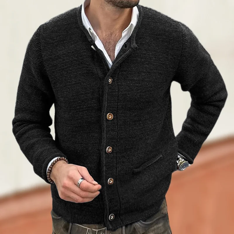 Knitted Cardigan Slim-fit Long-sleeved Sweater Jacket Autumn And Winter New Fashion Men's Clothing
