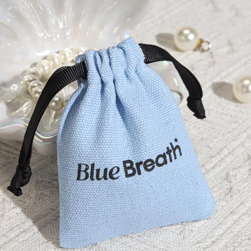 

Blue Cotton Gift Bag Eco-Friendly Reusable Gift Bag with Handles for Jewelry