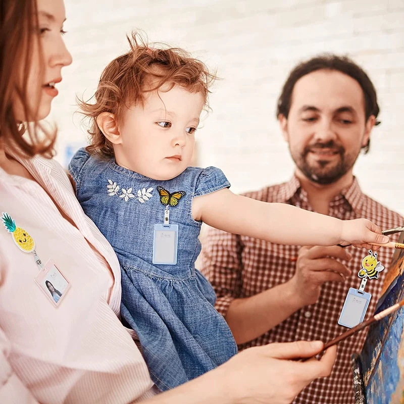 SR-3 шт., выдвижной зажим для бейджа, фетровый ананас, пчела, бабочка, милые держатели для бейджей с зажимом типа «крокодил» для идентификационной карты с именем