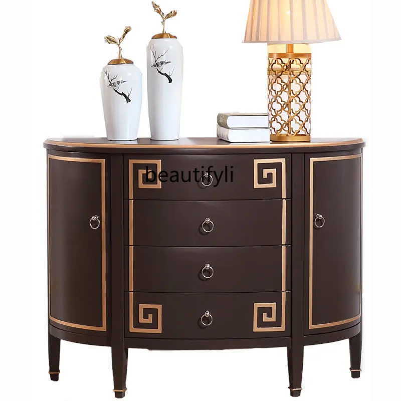 

Entrance Cabinet Semicircle Wall Simple and Light Luxury Entrance Curio Cabinet Sideboard Cabinet American Console Tables