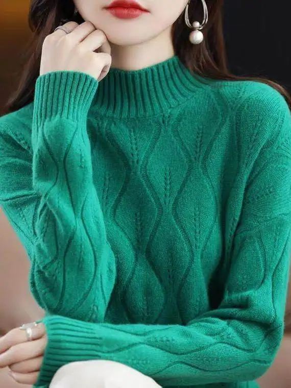 Korean Style Soft Cozy Lazy Style Women's Sweater Autumn Winter Loose Versatile Base Shirt  Color Top Breathable Long Sl...