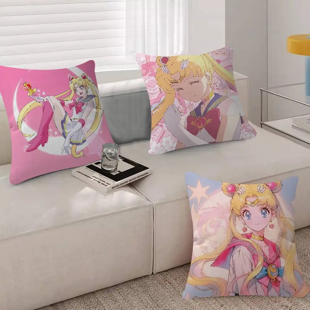 Pillow Case Fashion Square Pillowcase Bedroom Sofa Room Ins Decoration Leisure Manga S-Sailor-es Anime M-Moon