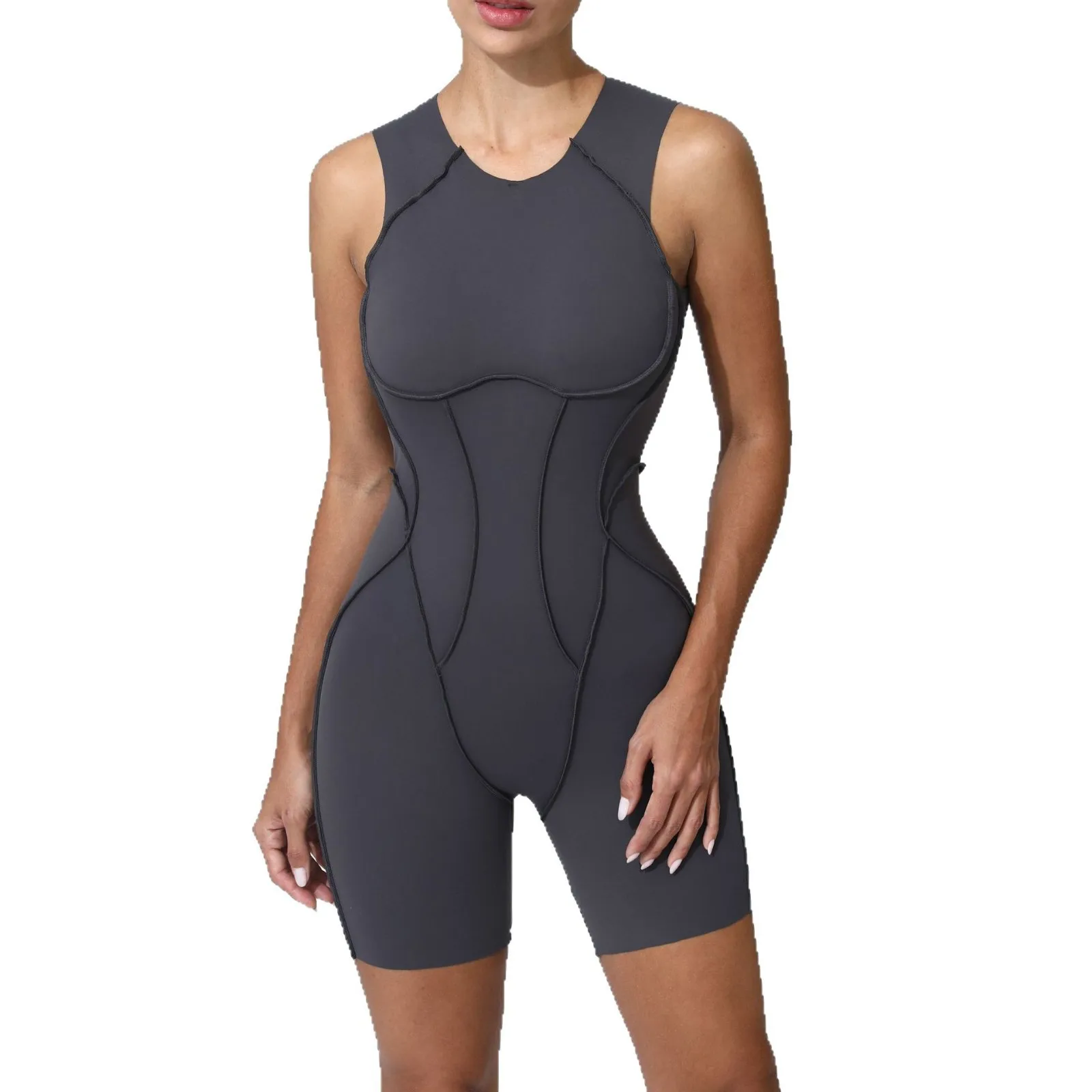 Бесшовные комбинезоны для йоги, спортивные леггинсы для фитнеса, подтяжки бедер, с открытой спиной и рукавами, цельные леггинсы для тренировок в тренажерном зале, спортивные костюмы для женщин