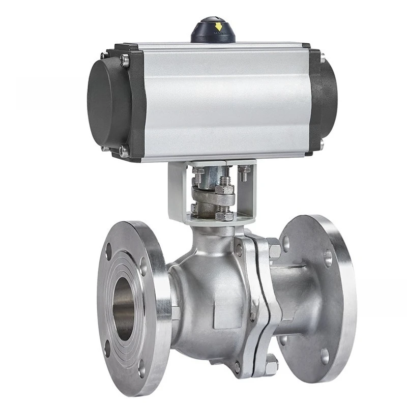 

304 stainless steel pneumatic flanged ball valve, pneumatic ball valve Q641F-16P quick cut-off
