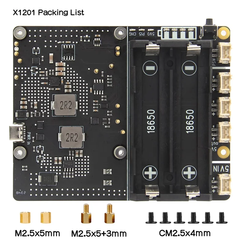Stylish-Power Management Board Power Management Board Raspberry Pi 5 X1201 V1.1 18650 UPS Auto Power On
